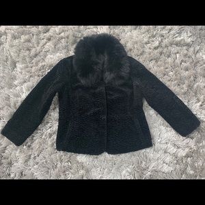 Textured Velvet Coat w/removable faux fur detail